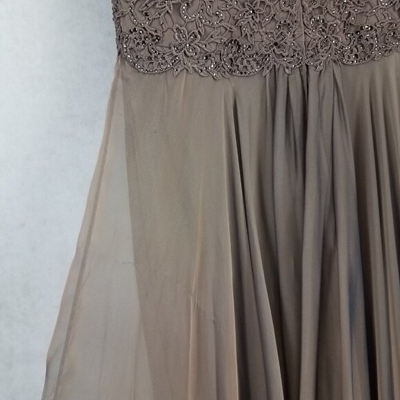 La Femme Size 6 Cocoa 21661 Ruched Chiffon A-line Gown Long Maxi Dress - Picture 11 of 14